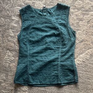 NWOT Garcia Jeans Cotton Lace Teal Sleeveless Top